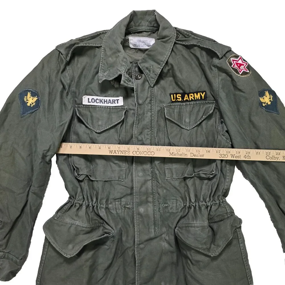 VTG 1957 US Army M51 Field Jacket Small Long 6th Army Patched M-1951 OG-107 Coat